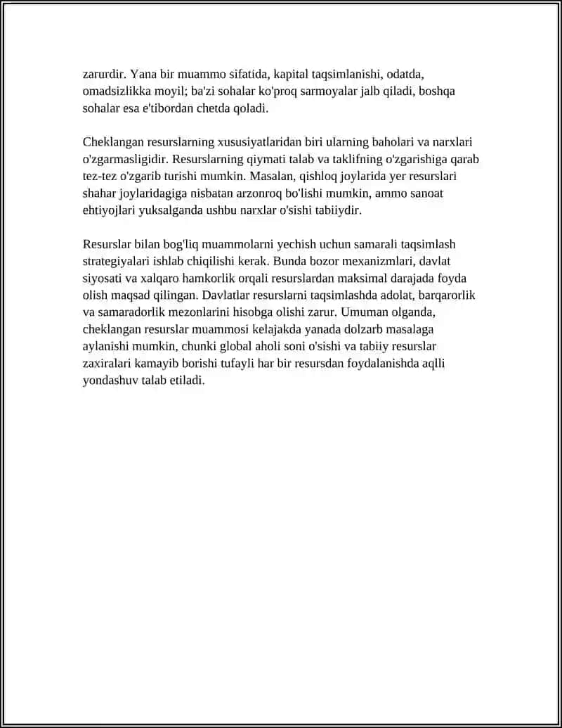 CHEKLANGAN RESURSLAR VA ULARNI TAQSIMLASH MUAMMOSI 4