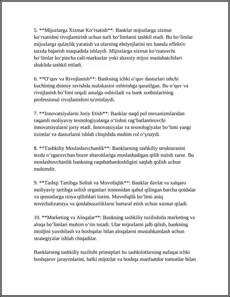 BANKLARNING TASHKILIY TUZILISHI VA BOSHQARUV TIZIMI 4