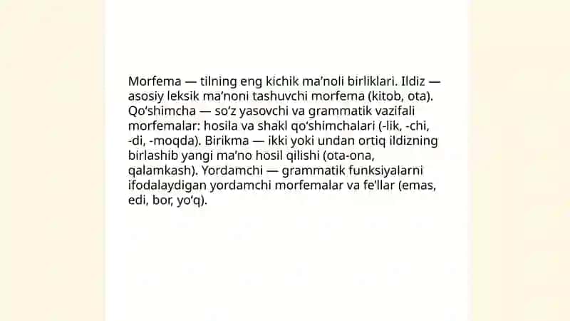 Onatili va adabiyot darslarida morfemik tahlil shartlari 4