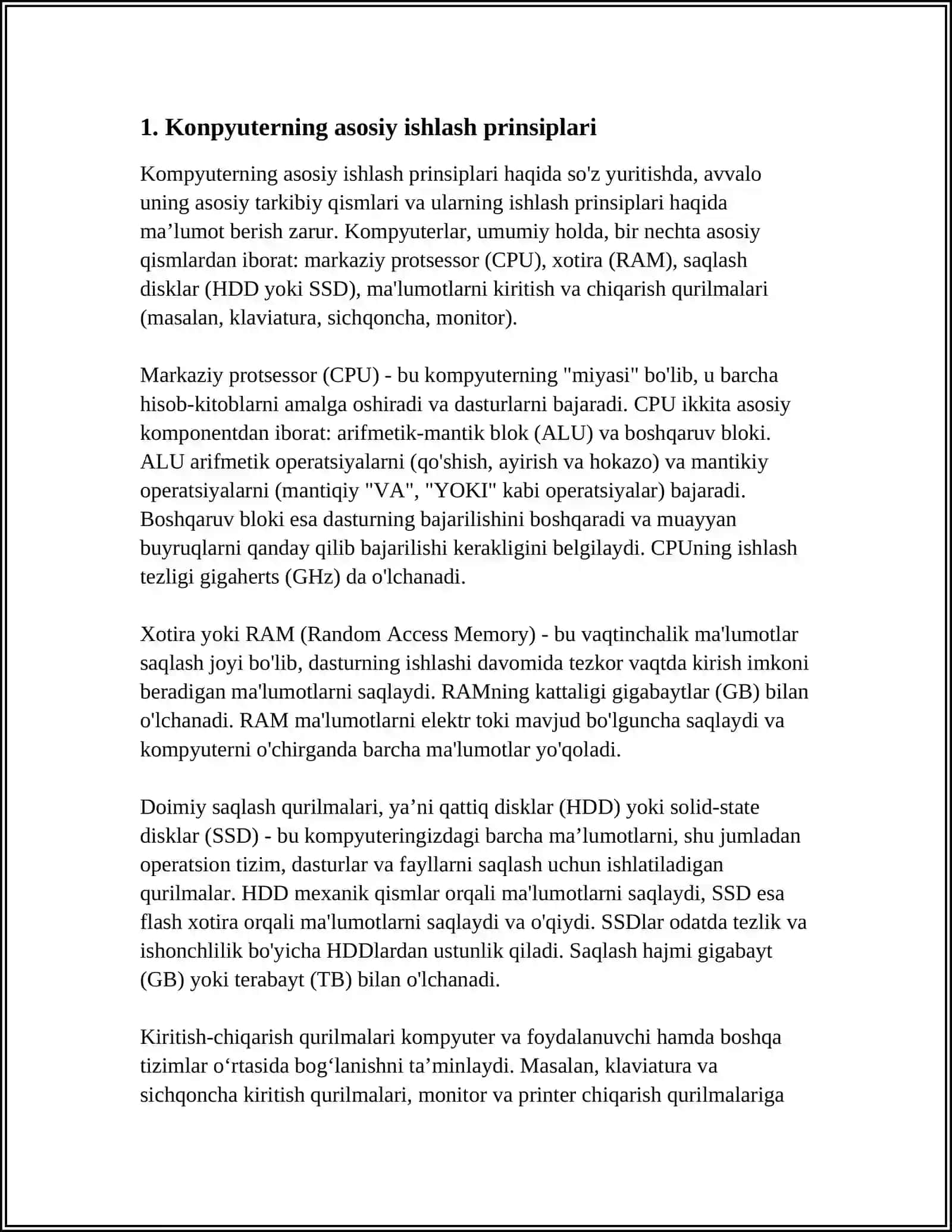 KOMPYUTERNING ISHLASH PRINSIPI VA TASHKIL ETUVCHILARI 4