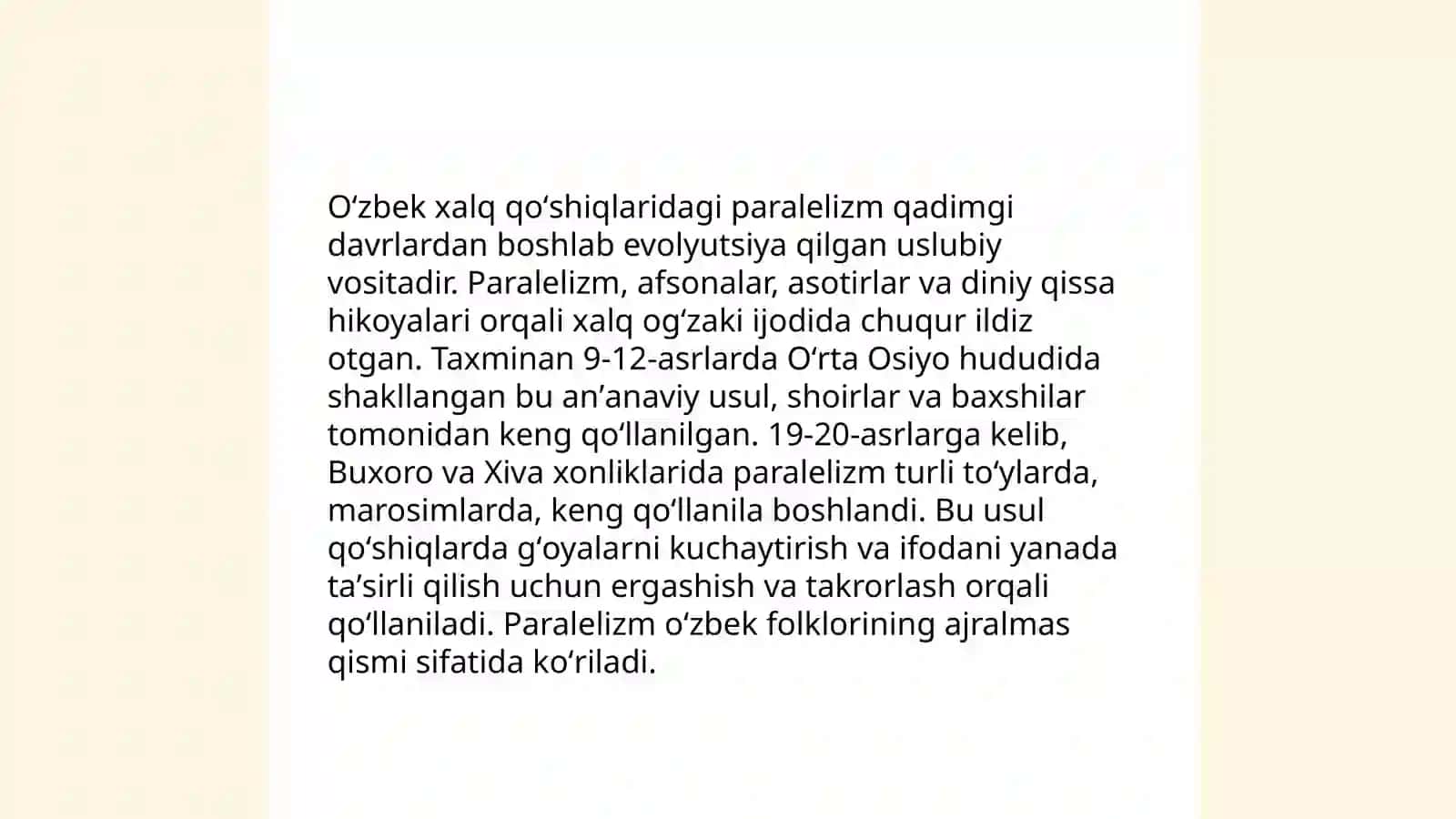 Paralelizm-oʻzbek xalq qoʻshiqlarining tarkibiy qismi sifatida 4