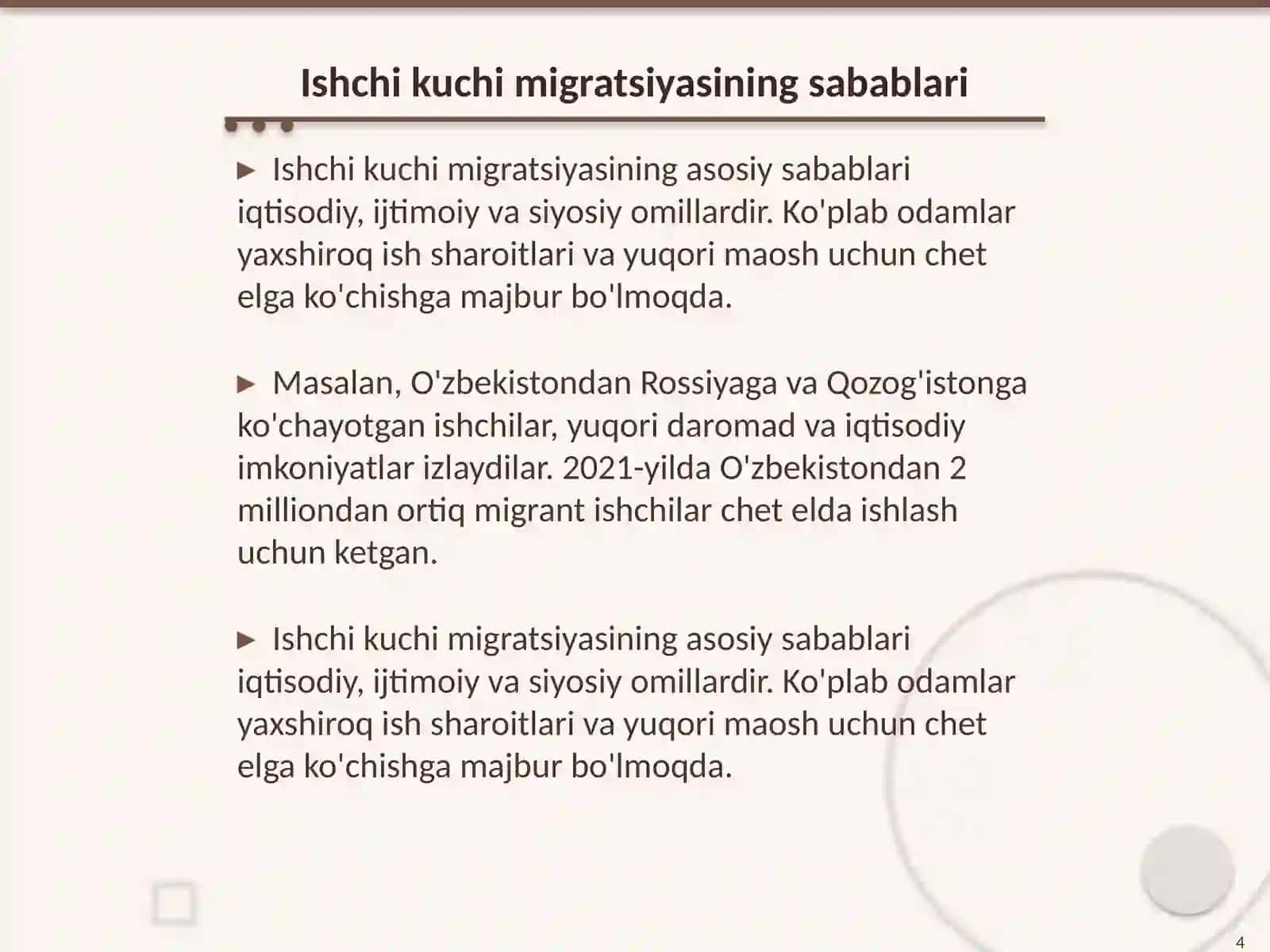 Globallashuv sharoitida ishchi kuchi bozori va migratsiyasi muammolari 4