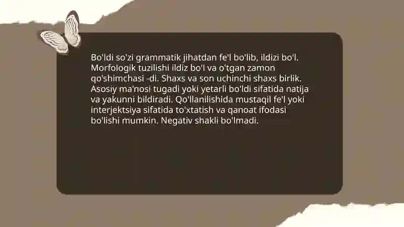 Bo'ldi so'zi lug'aviy ma'nosi 4