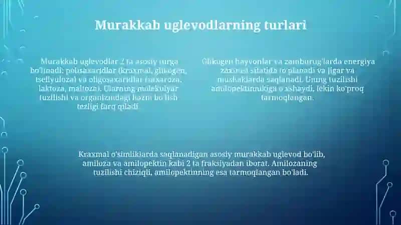 Oddiyb va Murakkab uglevodlar 4