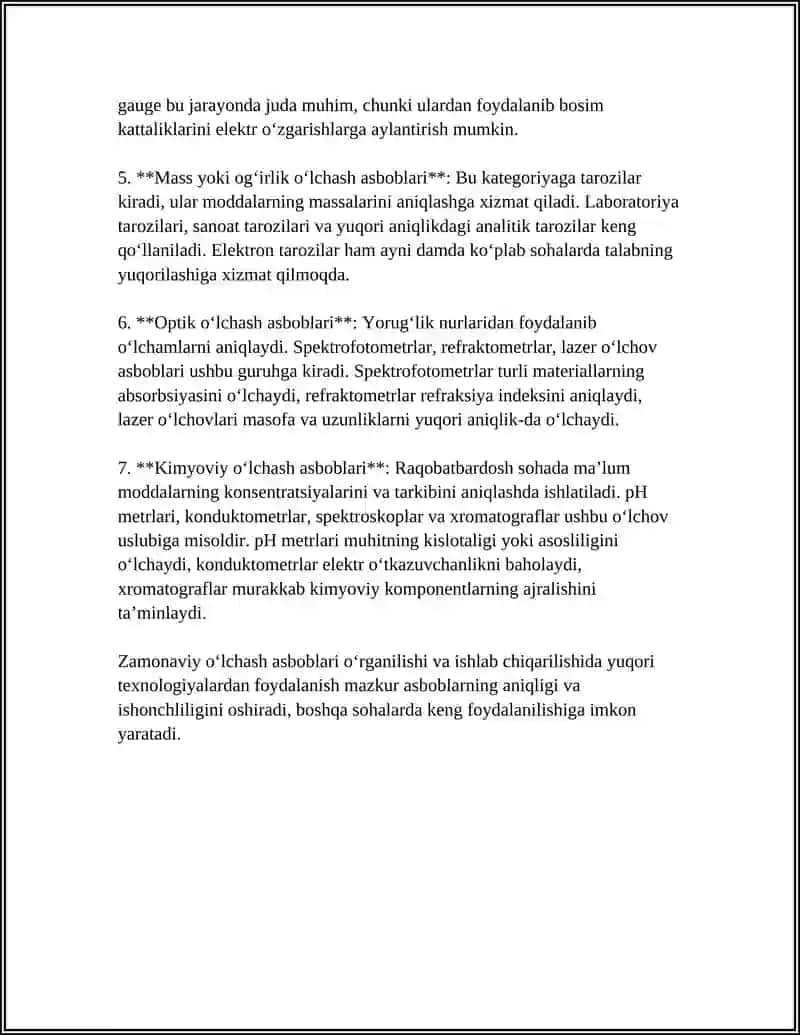 ZAMONAVIY OʻLCHASH ASBOBLARI VA ULARNING TAVSIFLARI 4