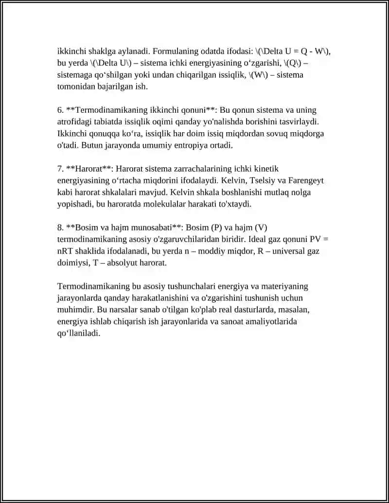 TERMODINAMIKANING 1 QONUNI 4