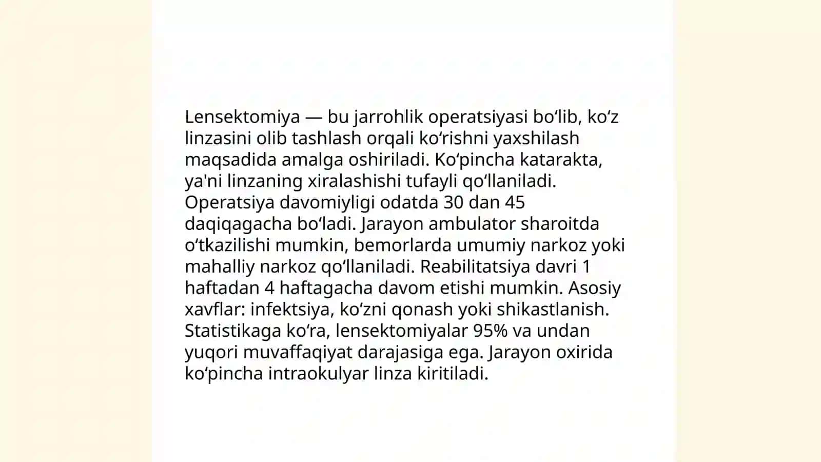Lensektomiya jarrohlik usuli 4