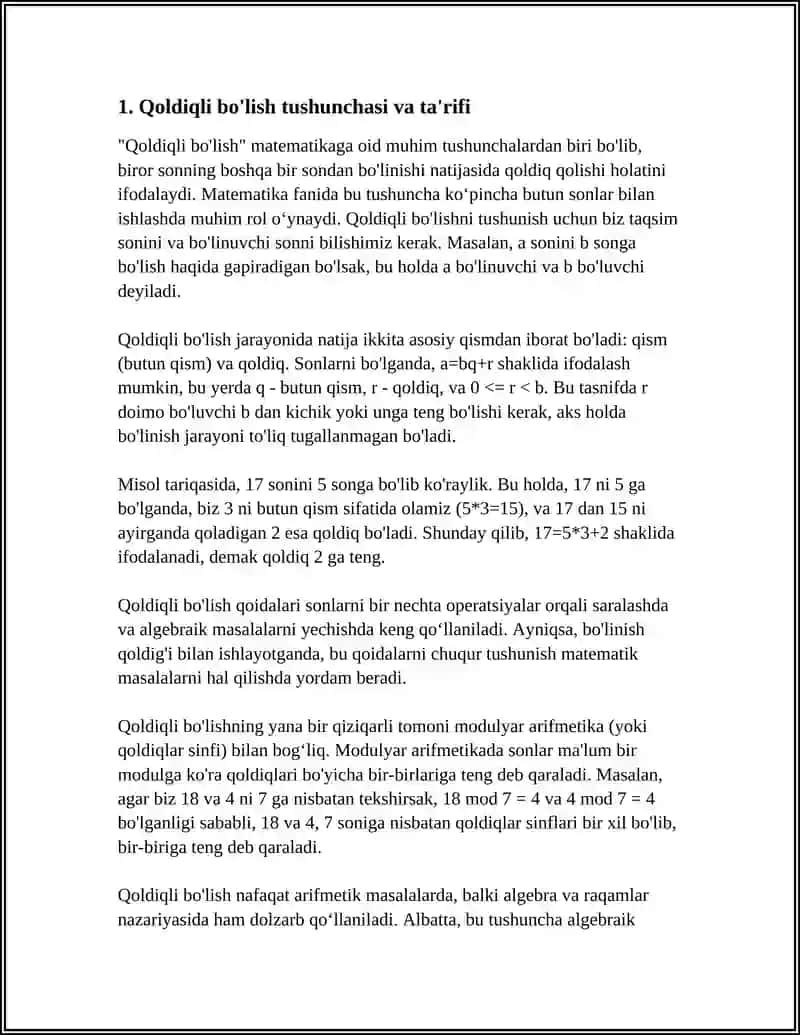 QOLDIQLI BO'LISH (MATEMATIKA FANIGA OID) 4