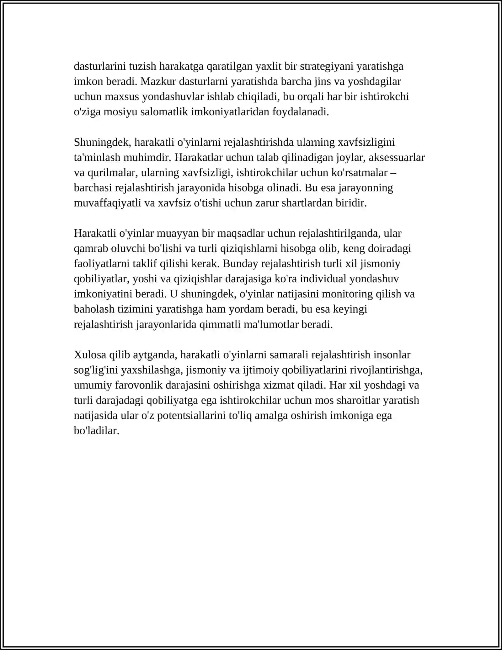 HARAKATLI O’YINLARNI REJALASHTIRISH VA NAZORAT QILISH 4