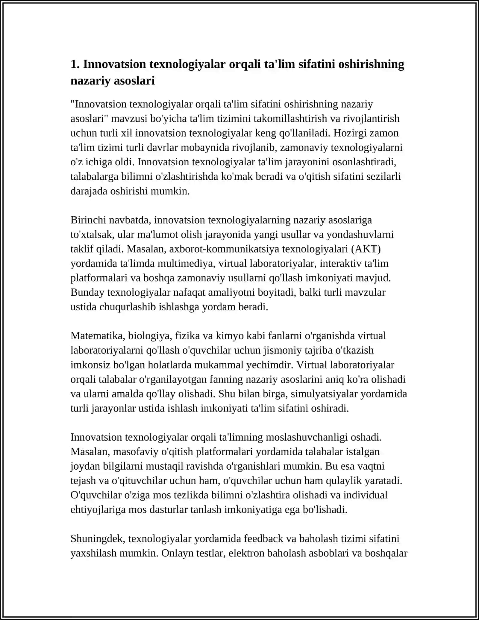 INNAVATSION TEXNOLAGIYALAR TA'LIM SIFATINI OSHIRISH MANBAI SIFATIDA 4