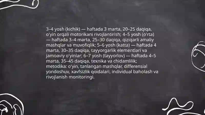 Maktabgacha taʼlim muassasalarida jismoniy tarbiya mashgʻulotlarini tashkil etish 4