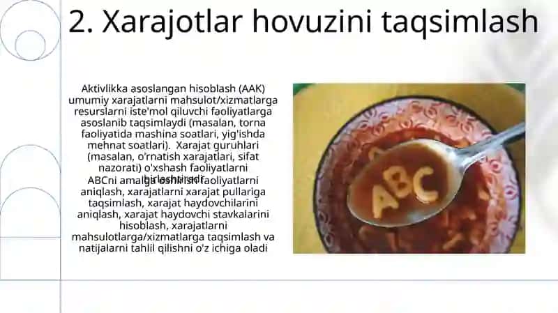 ABC tizimi bo‘yicha boshqaruv hisobini tashkil etish 4