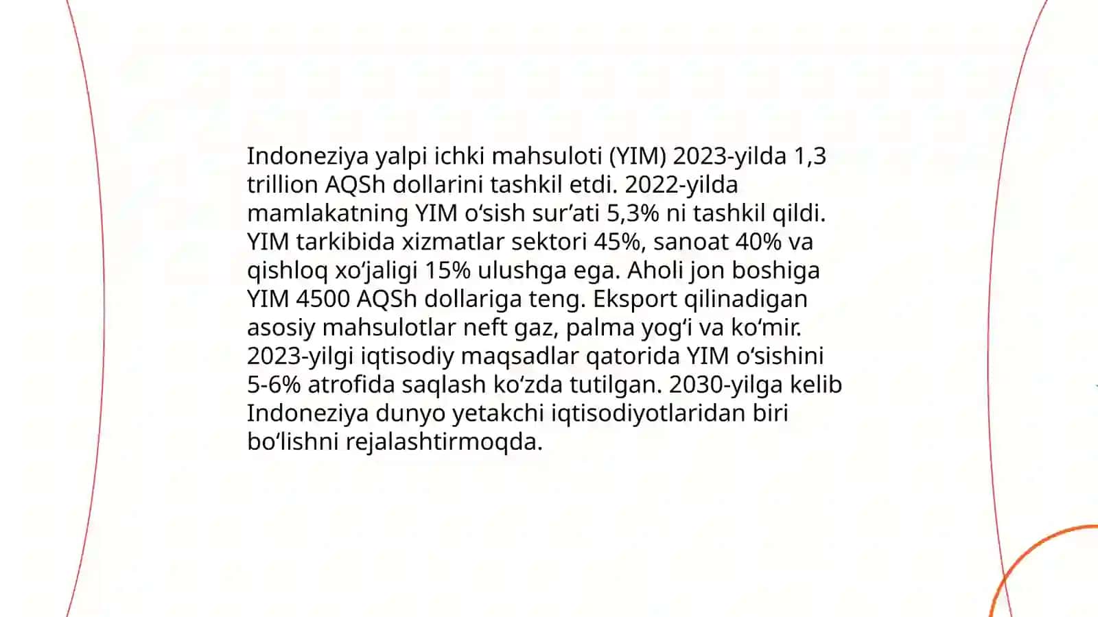 Indaneziyani iqtisodiy ko‘rsatkichlari va uning tahlili 4
