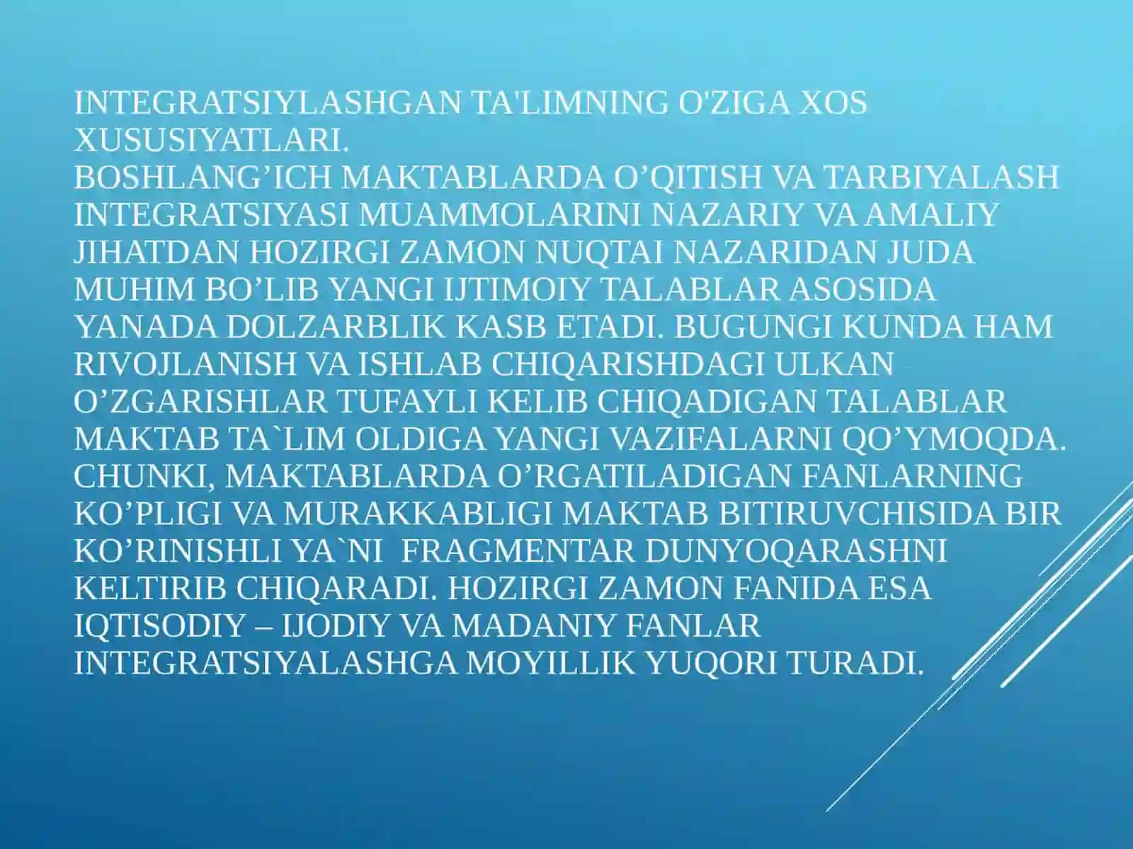Boshlang’ich texnologiya darslarining integratsiyalashuvi 4