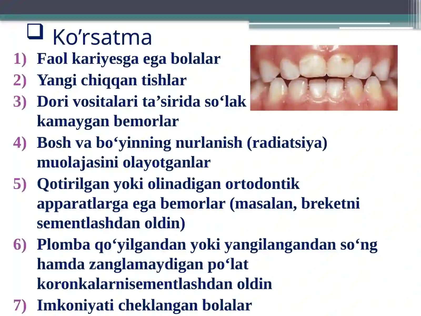 Ftor saqlovchi preparatlarni mahalliy qo'llash usullari. 4