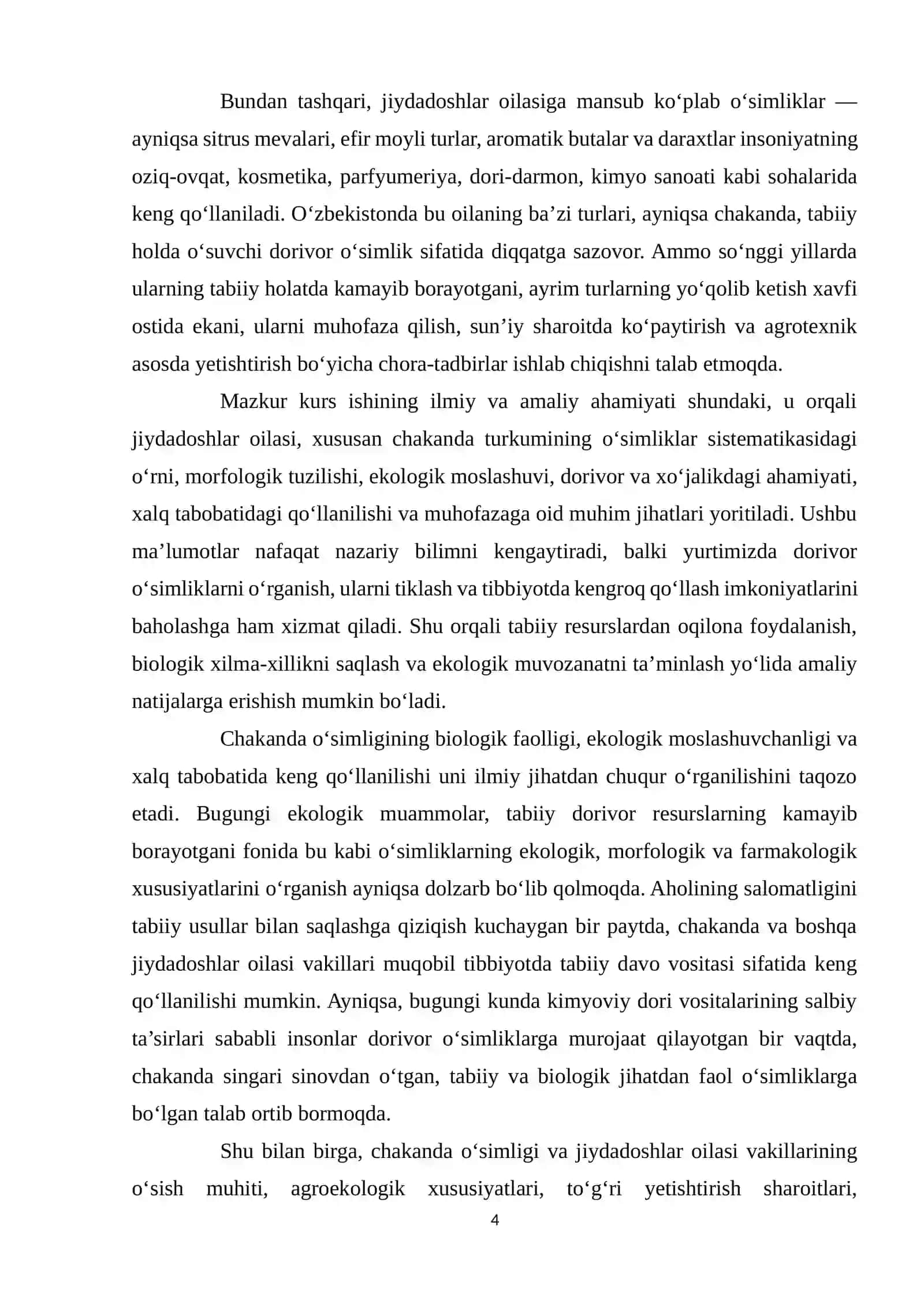 JIYDADOSHLAR OILASI, CHAKANDA TURKUMI 4