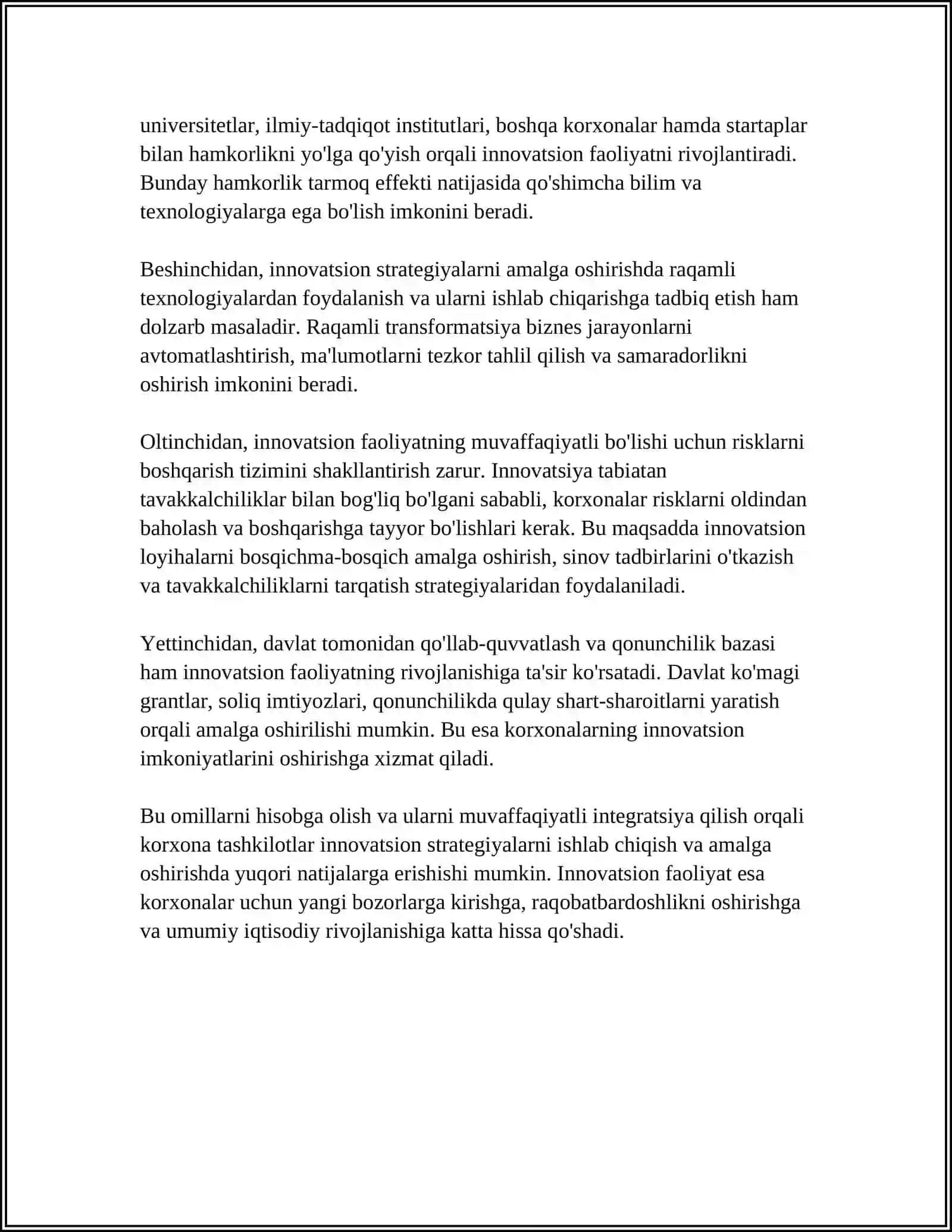 KORXONA TASHKILOTLARNING INNOVATSION FAOLLIGI 4