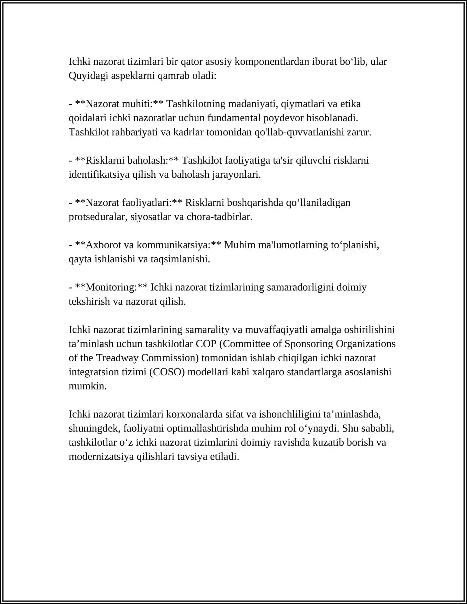 AUDITDA MEʼYORIY-HUQUQIY HUJJATLARGA RIOYA ETILISHINI TEKSHIRISH 4