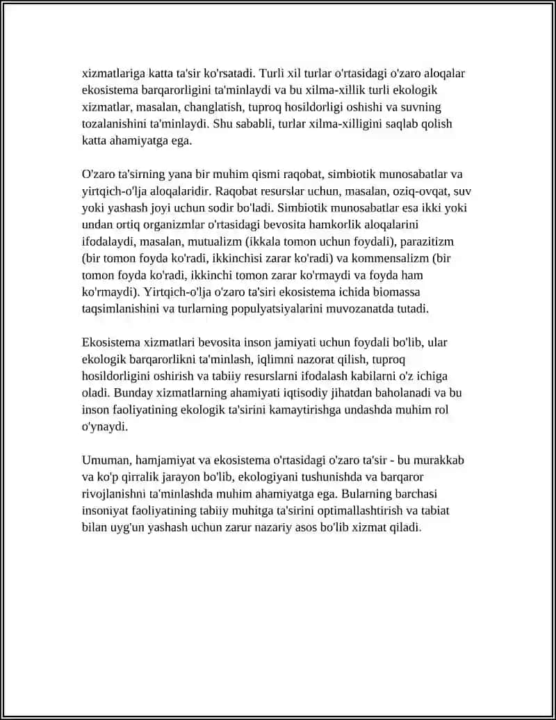 REFERAT: HAMJAMIYAT VA EKOSISTEMA 4