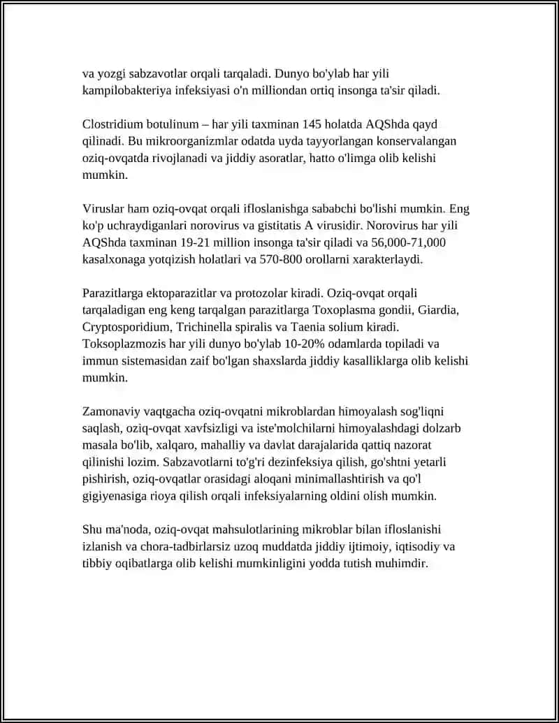 Oziq-ovqat mahsulotlarining mikroblar bilan ifloslanishi 4