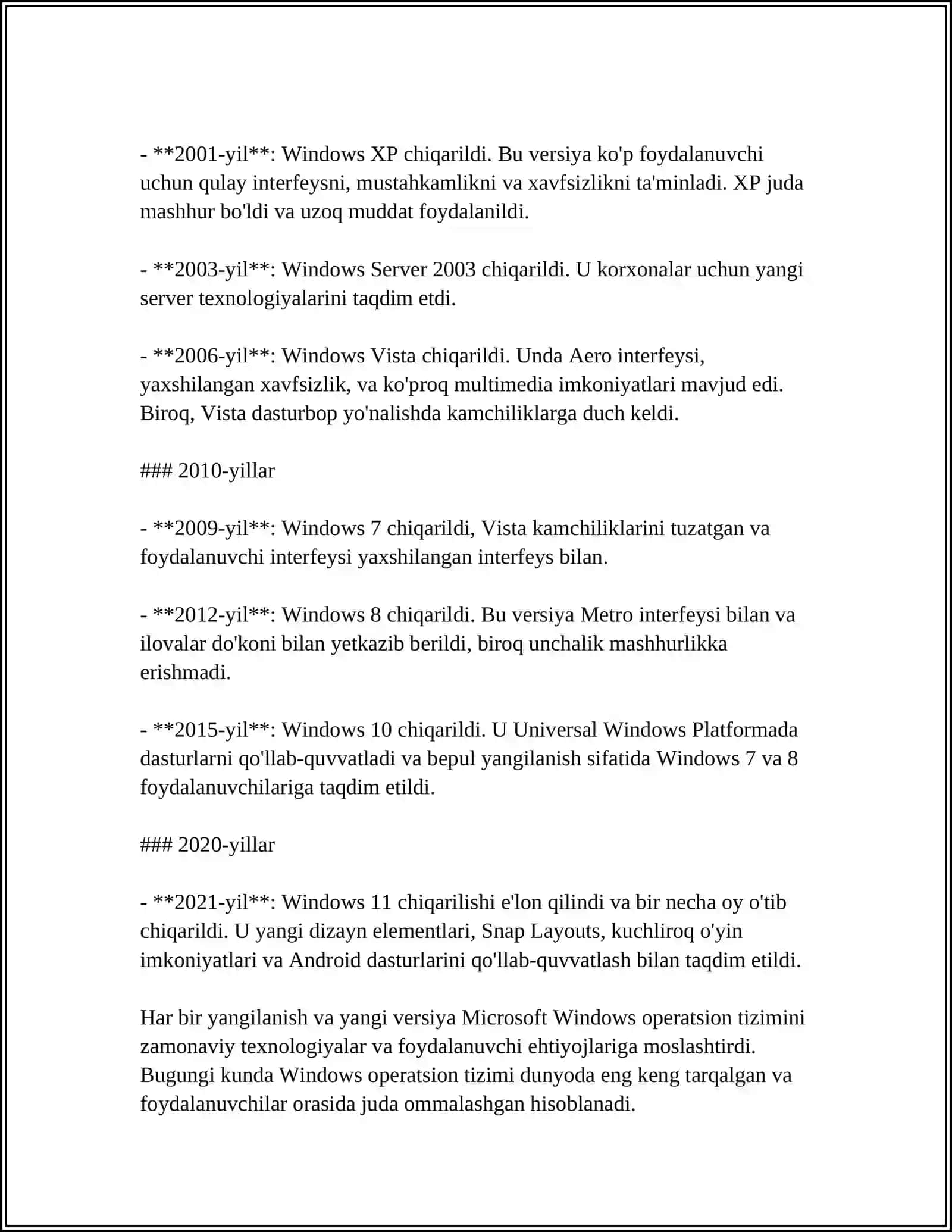 WINDOWSNING STANDART DASTURLARI 4