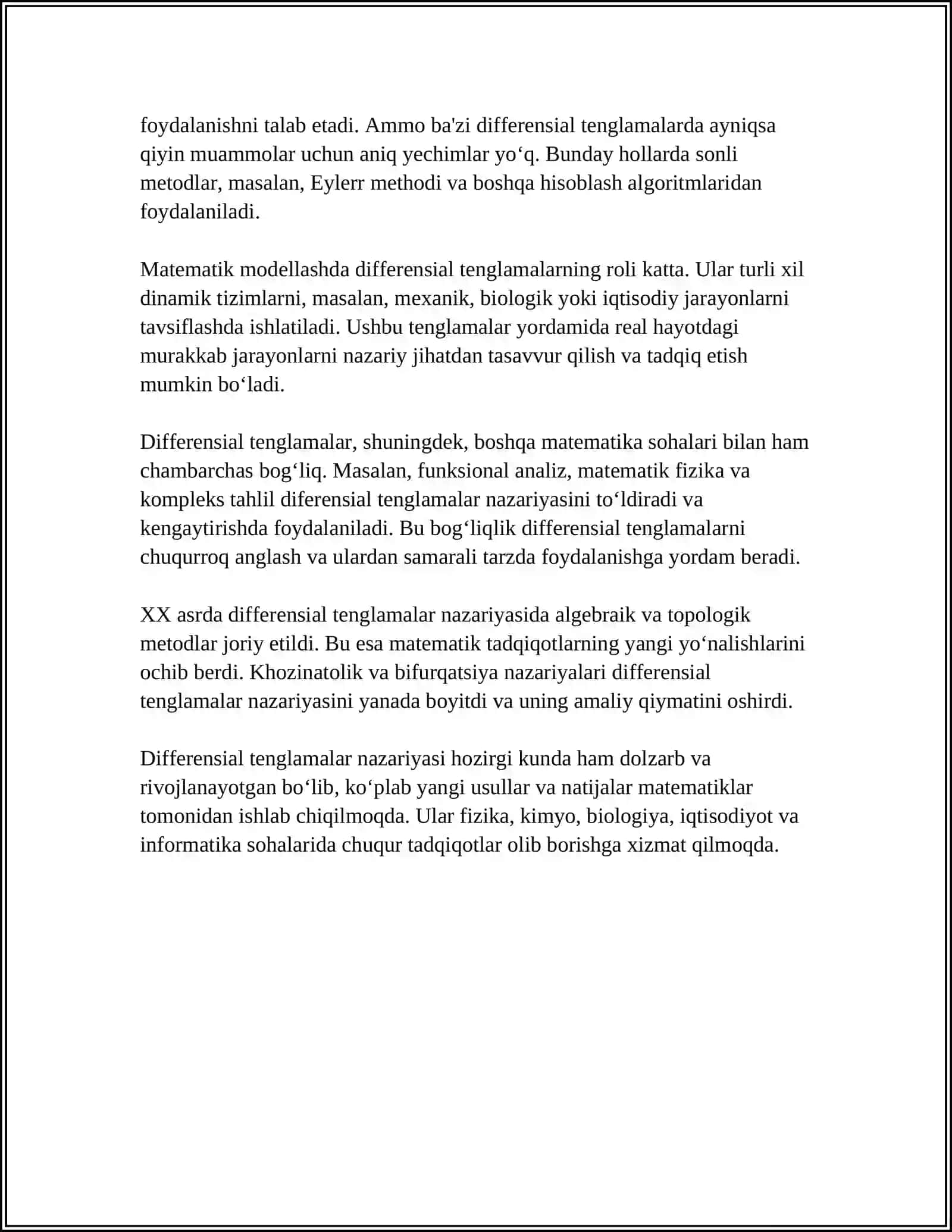 TIBBIY BIOLOGIK MAZMUNDAGI DEFFERENSIAL TENGLAMALARNI TUZISH VA YECHISH 4