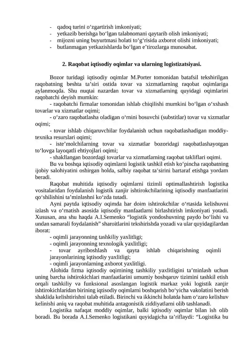 Logistik xizmat ko‘rsatish tushunchasi 4