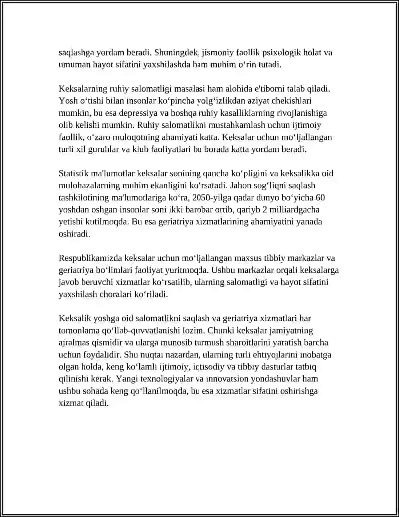 KEKSALIK VA KEKSALARGA OID XIZMATLAR 4