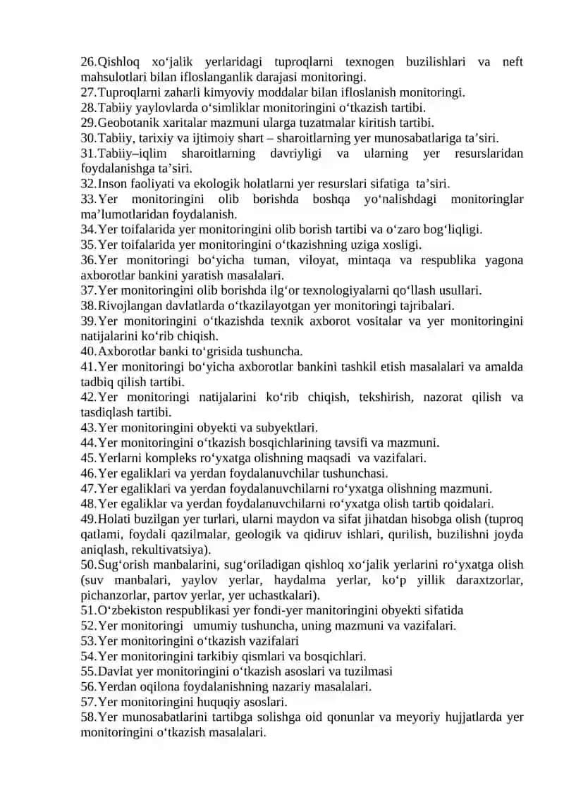 Yer monitoringi fanidan Nazorat savollari 4