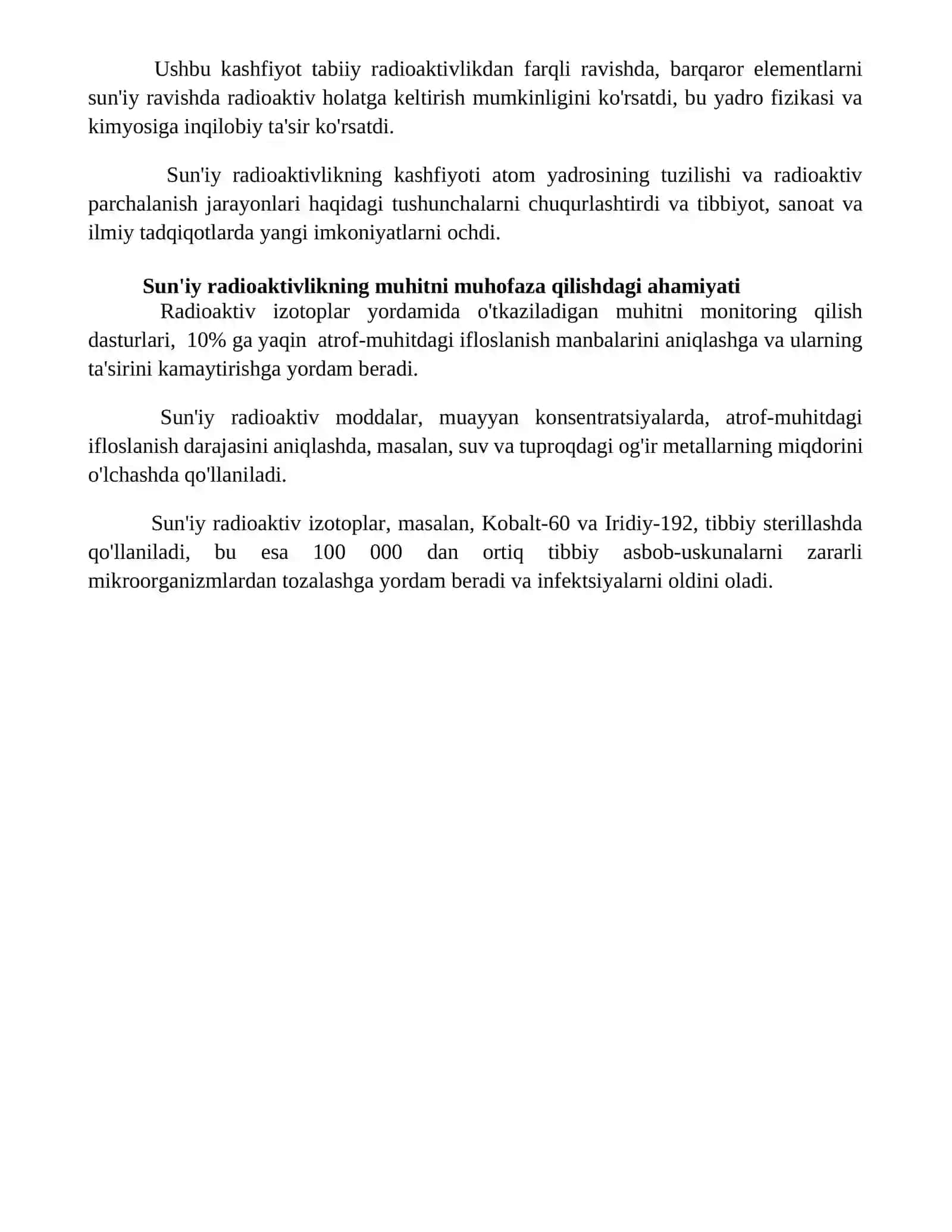 Sunʼiy radiofaollik kimyo fani uchun 4