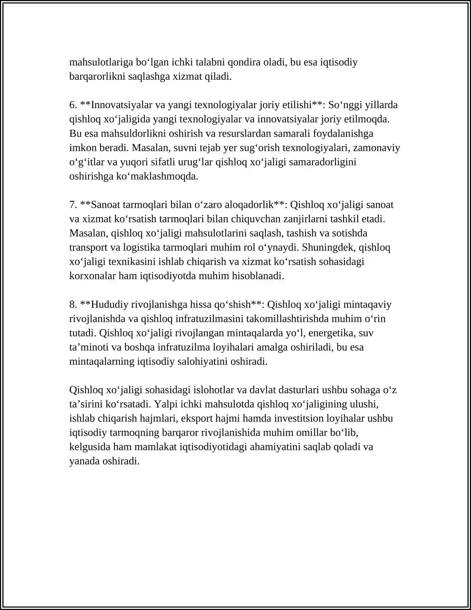 QISHLOQ XOSHALIGINING MILLIY IQTISODIYOTDA TUTKAN ORNI 4