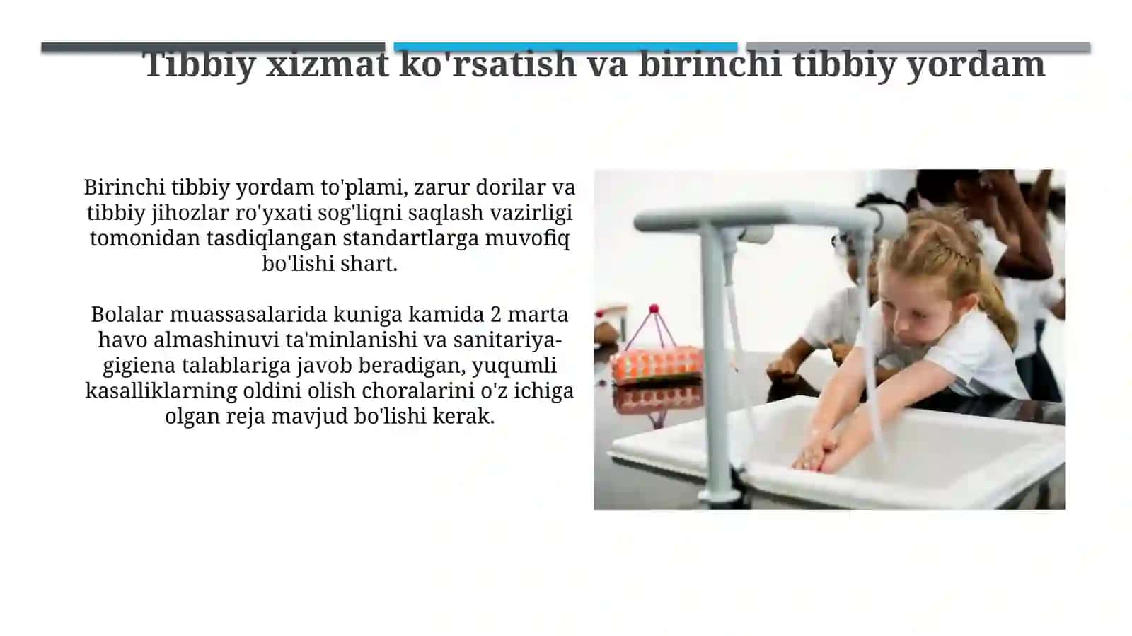 Bolalar muassasalarini loyihashtirish qurish va jihozlashga boʻlgan gigiyenik talablar 4