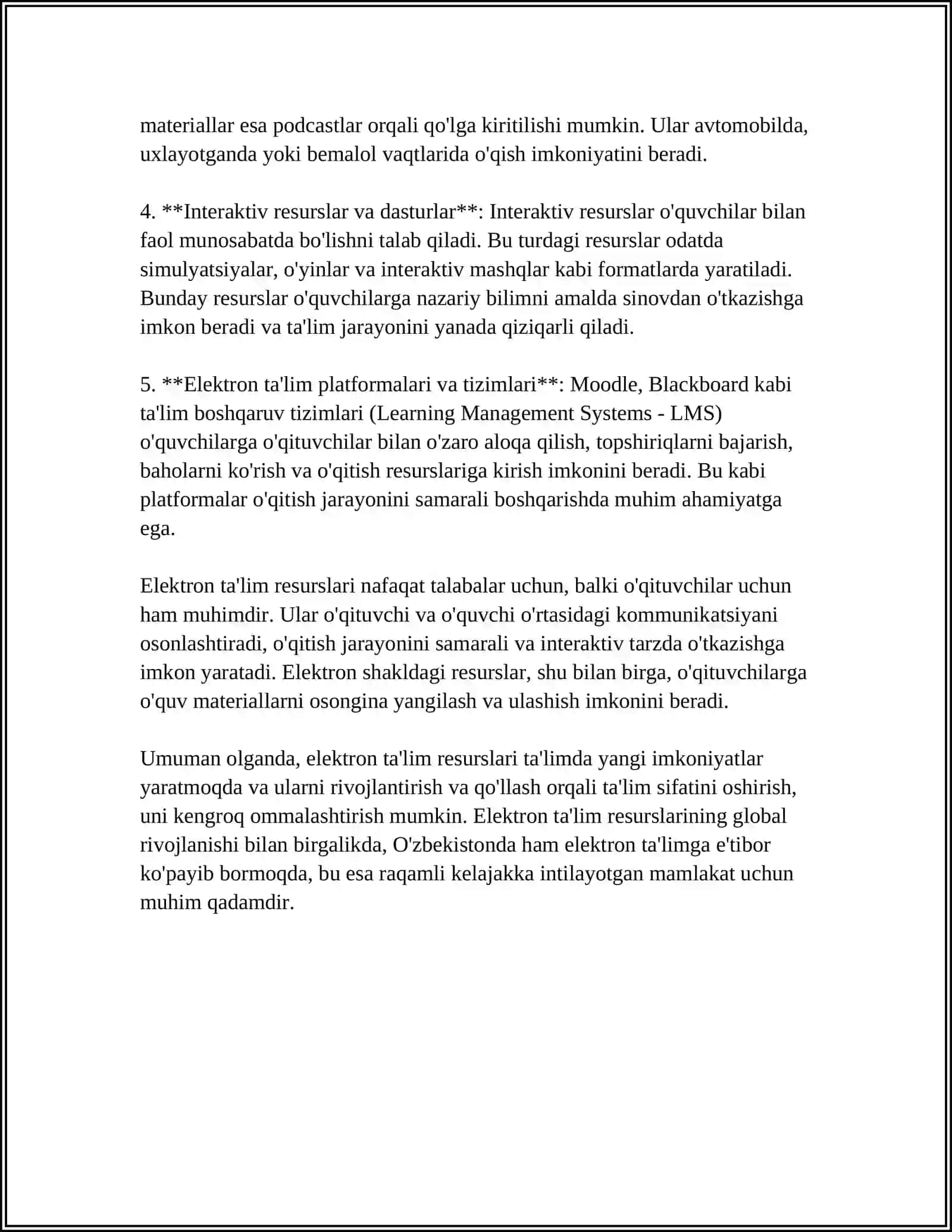 ELEKTRON TA’LIM RESURSLARINI BELGILASH MASALALARI VA UNI TASHKIL ETISH ASOSLARI 4