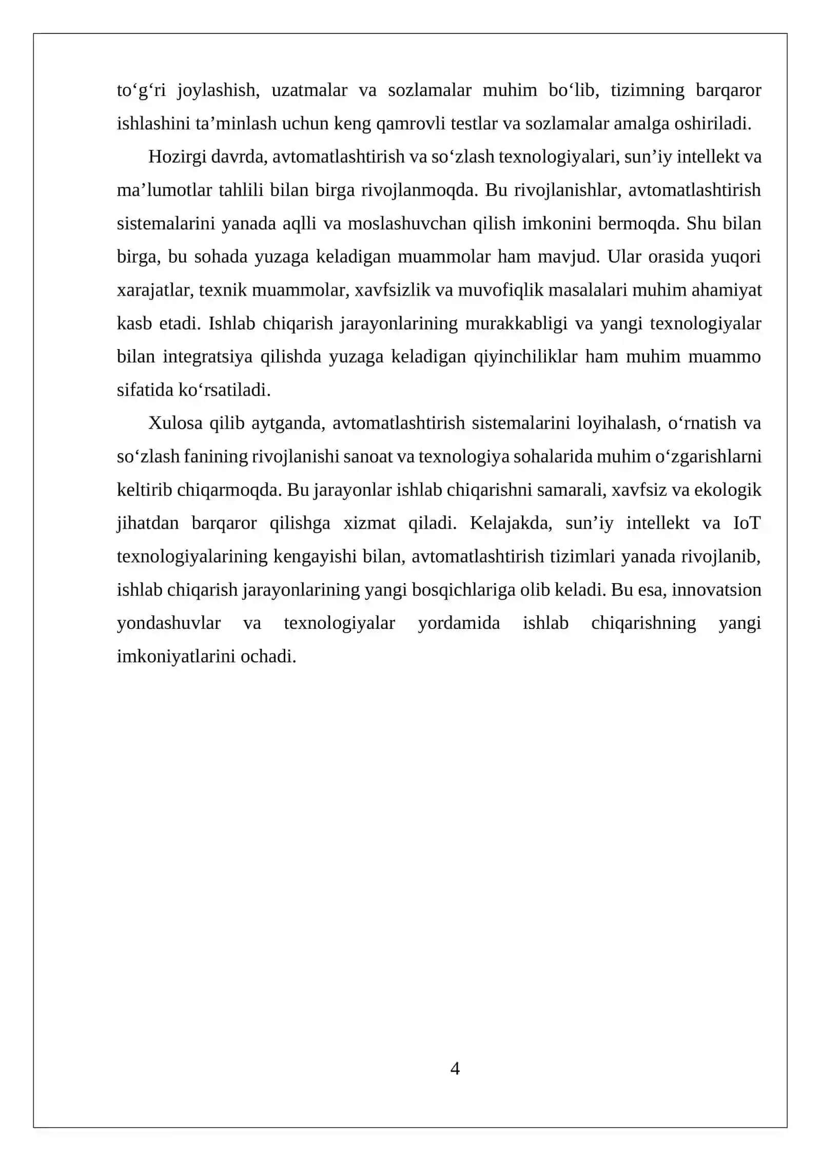 Avtomatlashtirish Sistemalarini Loyihalash O'rnatish va So'zlash Faniga oid Ma'lumotlar 4