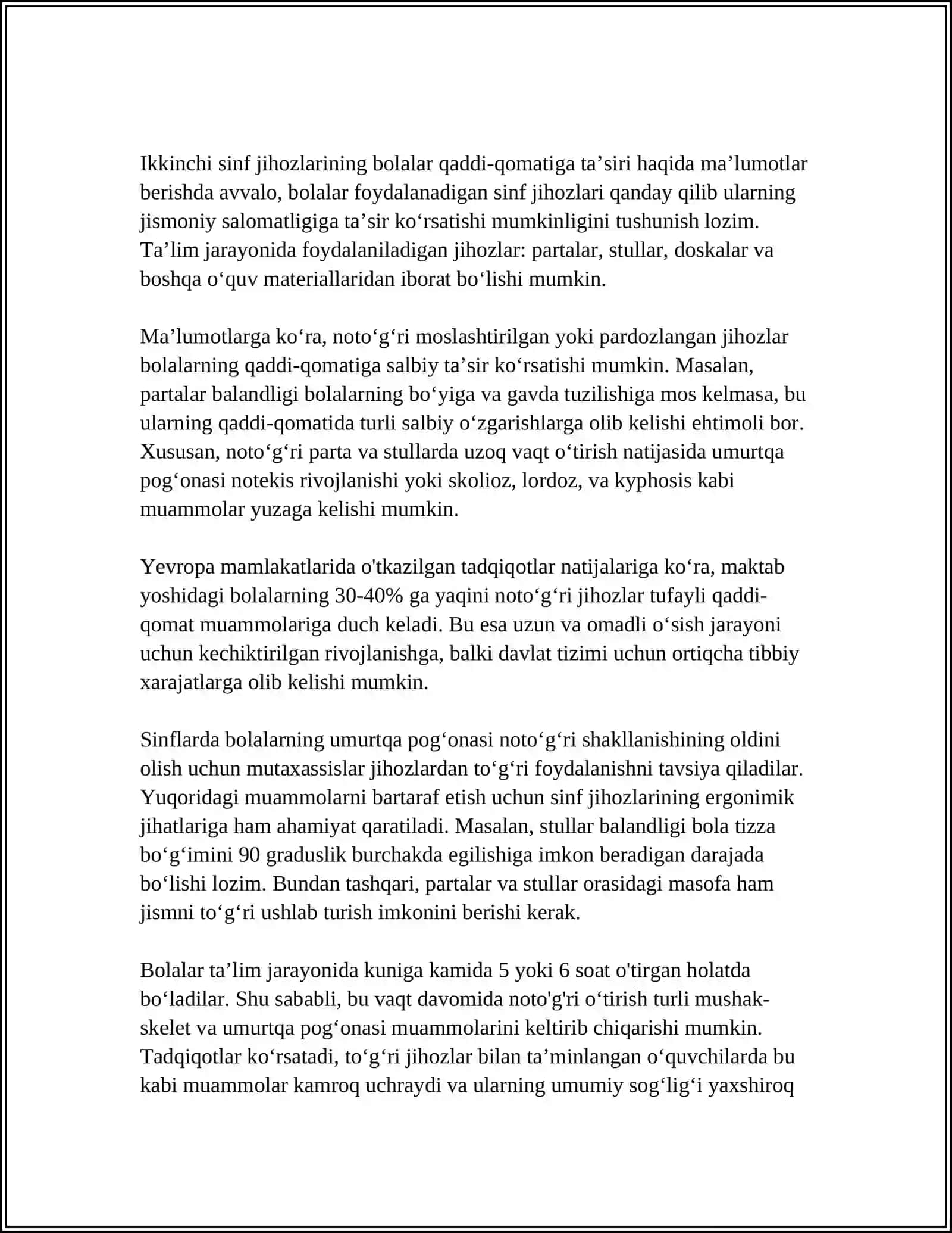 BOLALARNING QAD-QOMATINI SHAKLLANISHIGA SINF VA SINF JIHOZLARINING TA’SIRI 4