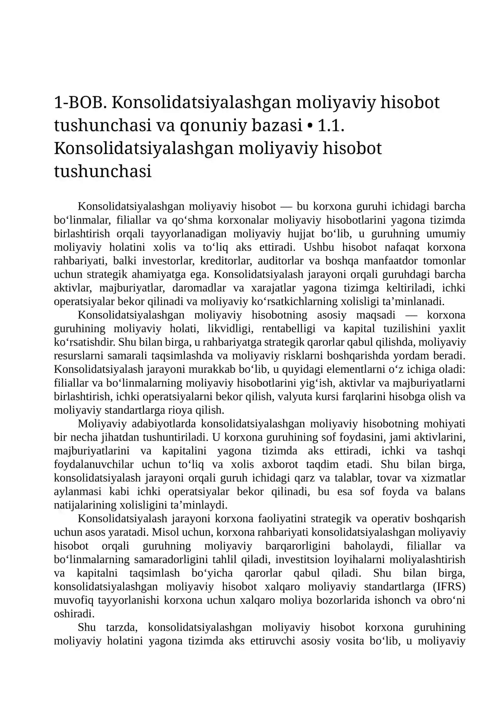 Konsolidatsiyalashgan moliyaviy hisobotni tayyorlash jarayonida yuzaga keladigan muammolar va ularni hal etish 4
