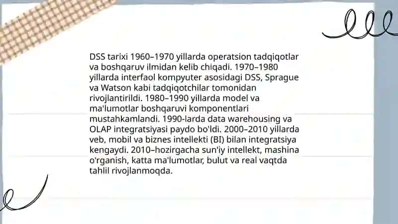 Qarorlarni qo'llab-quvvatlash tizimlari (DSS) 4