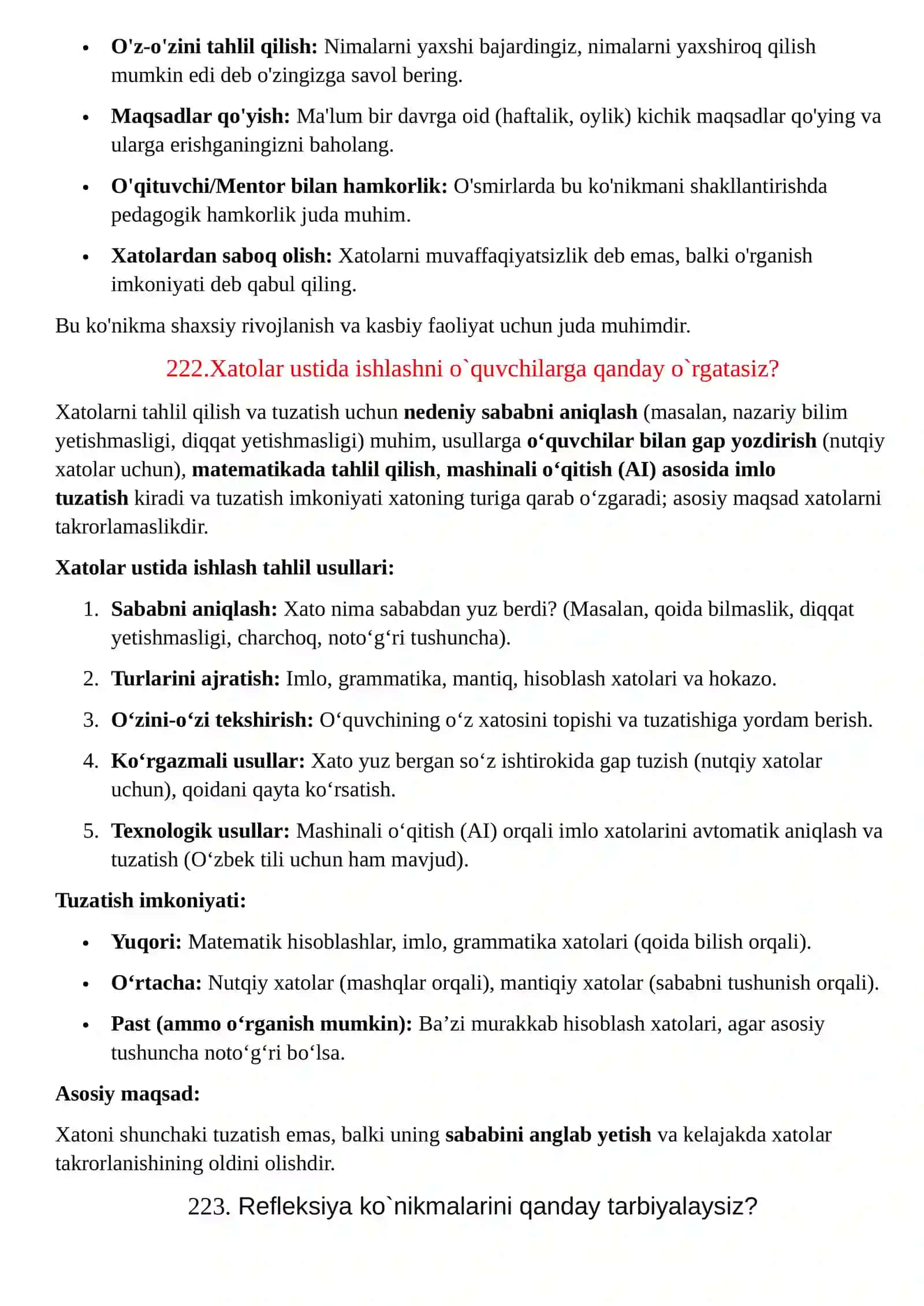 Maktab maslahatchisining suhbat bosqichida tushishi mumkin bo`lgan taxminiy savollari 4