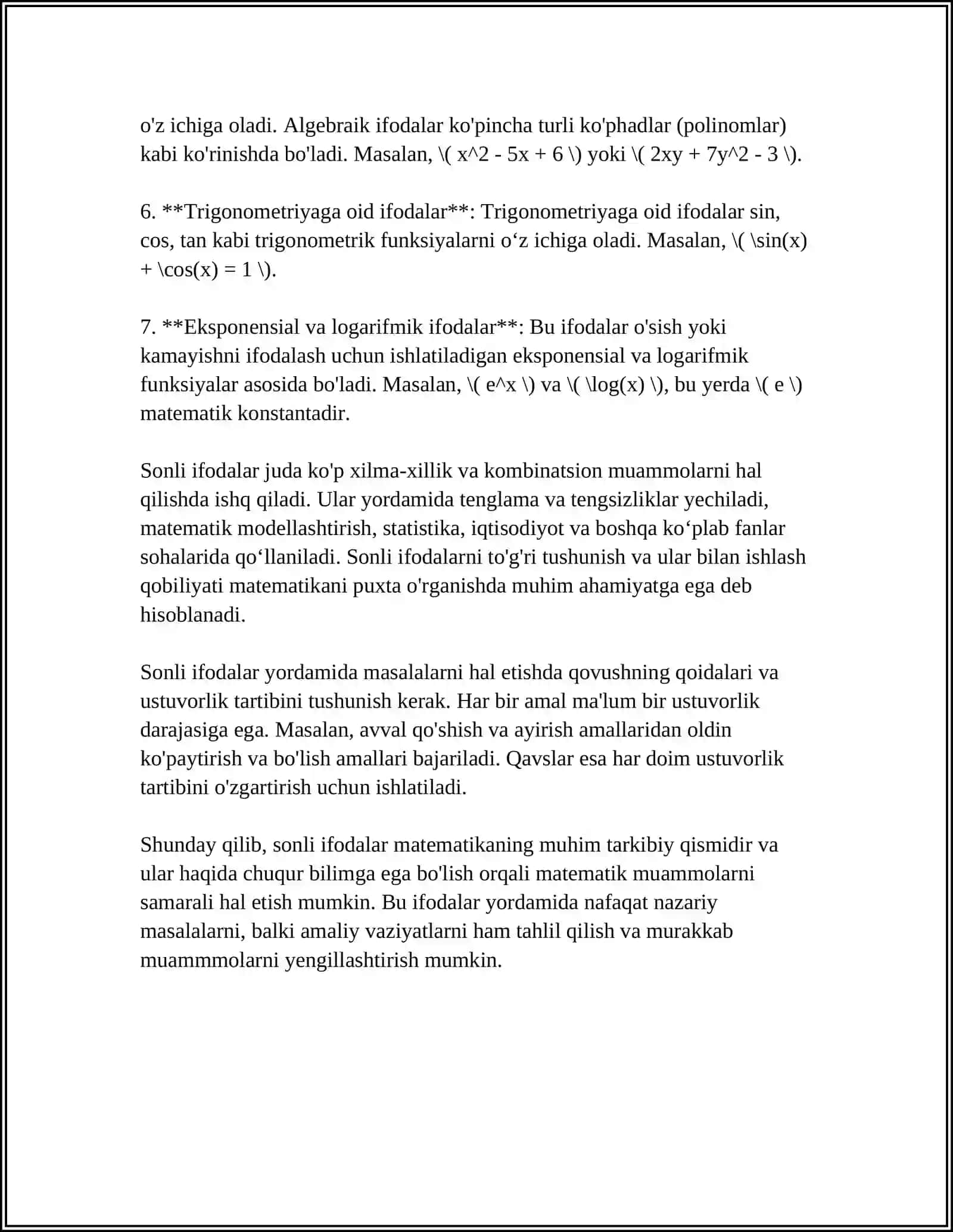 MATNLI MASALALAR 4