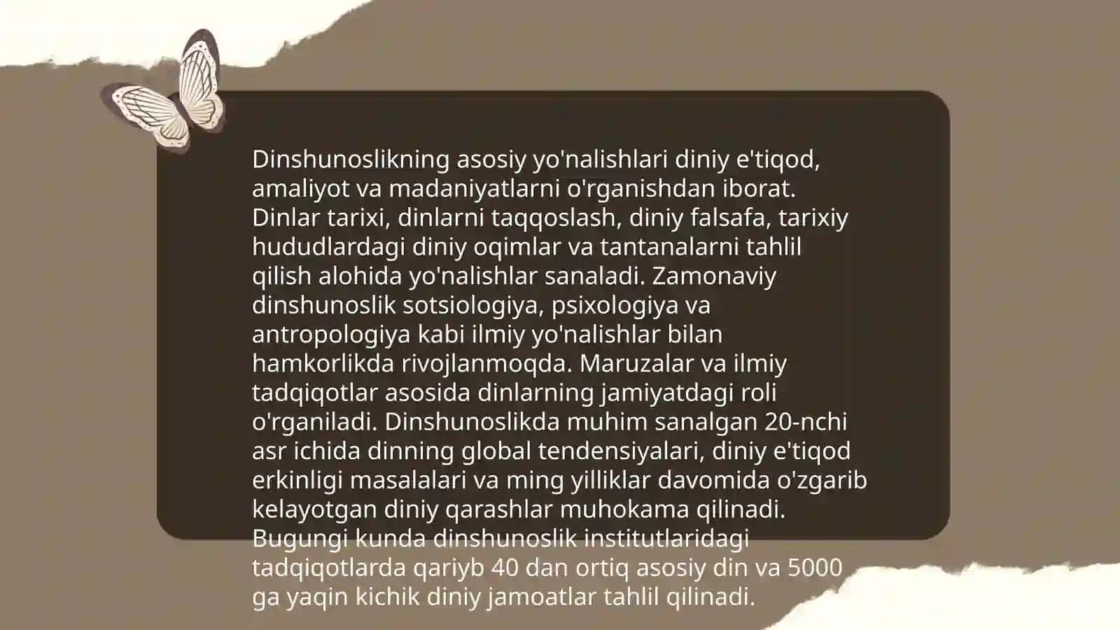 Dinshunoslik haqida 4