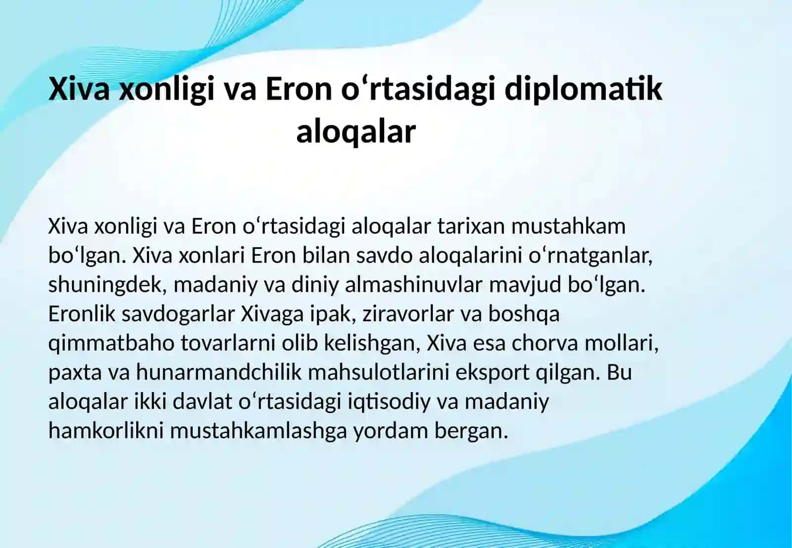 XIVA XONLIGINING TASHQI SIYOSIY ALOQALARI 4