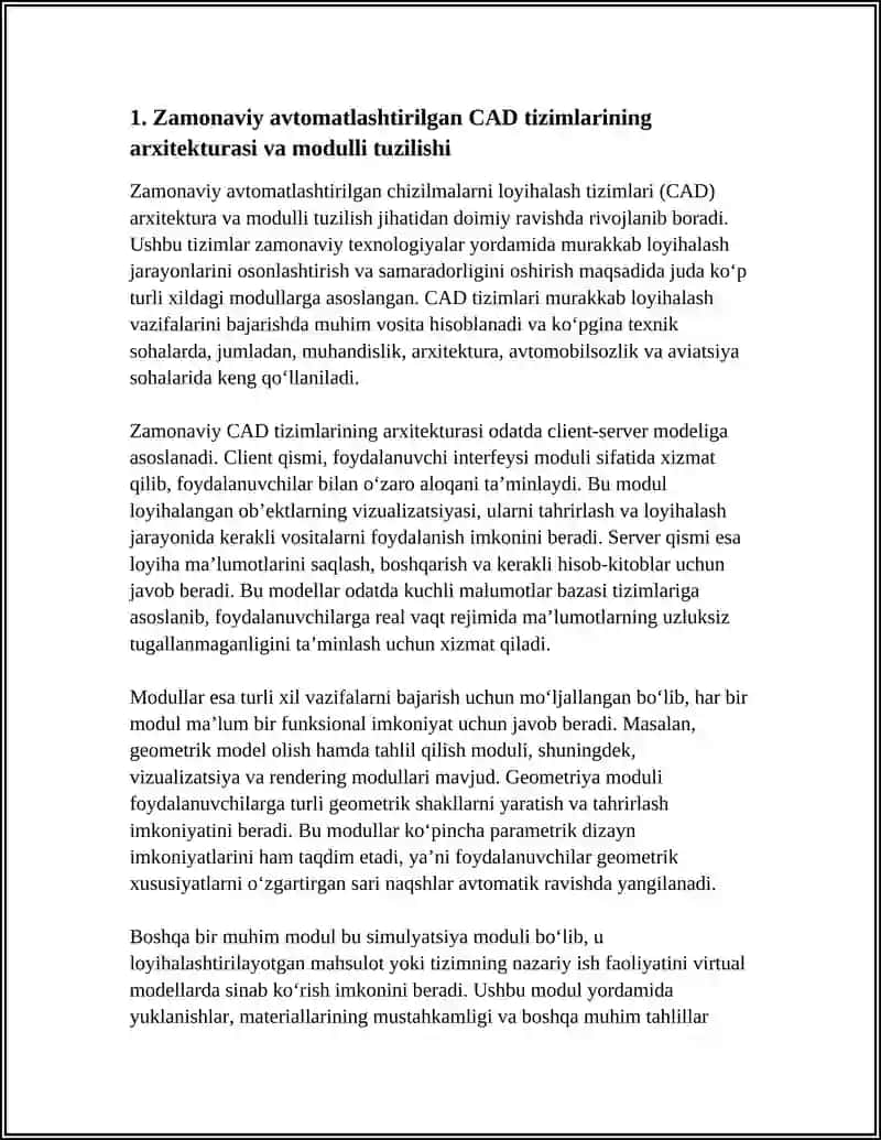 ZAMONAVIY AVTOMATLASHTIRILGAN CAD TIZIMLARI 4
