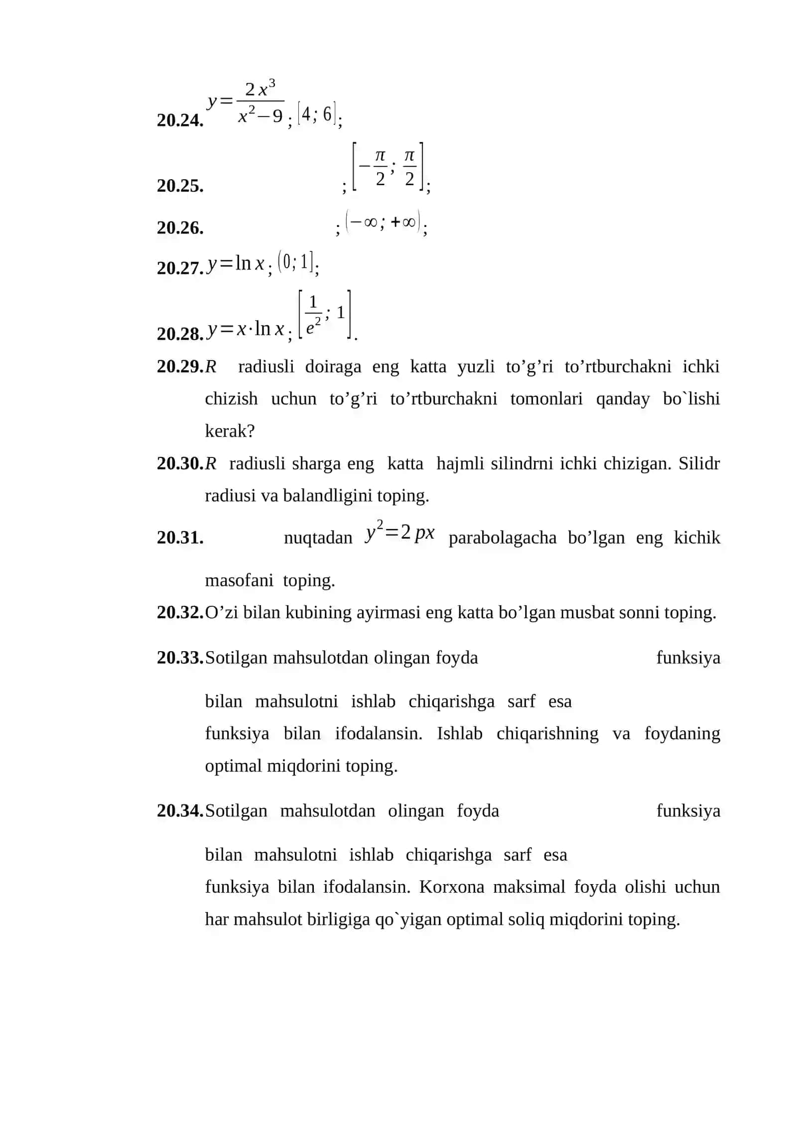 20-amaliy mashg‘ulot. Bir o’zgaruvchili funksiya ekstremumlari 4
