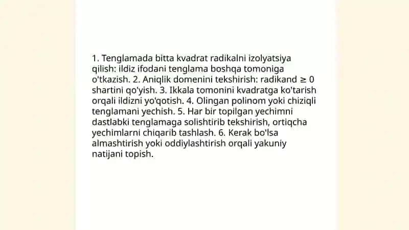 Tenglamalarni radikallada yechish 4
