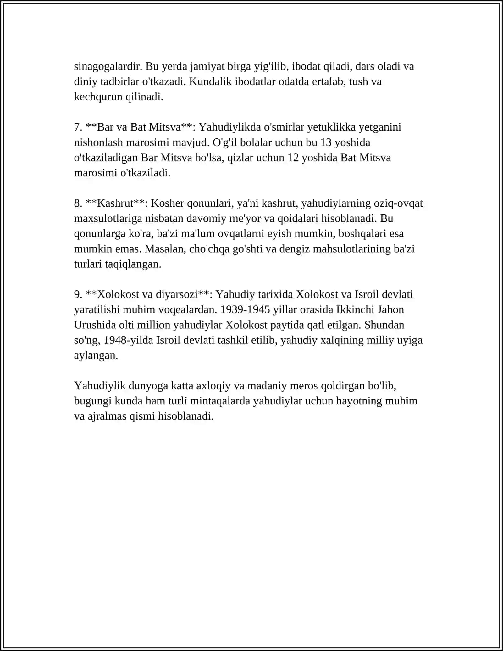 YAHUDIYLIK TAʼLIMOTI ANANA VA MAROSIMLARI 4