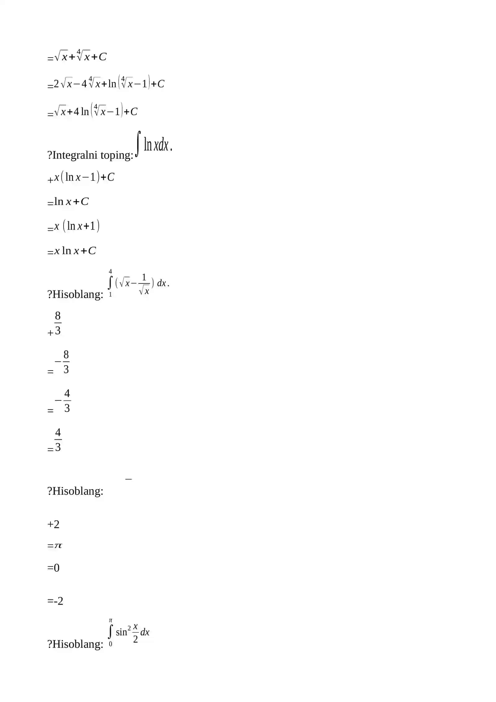 Oliy matematika test savollari 4