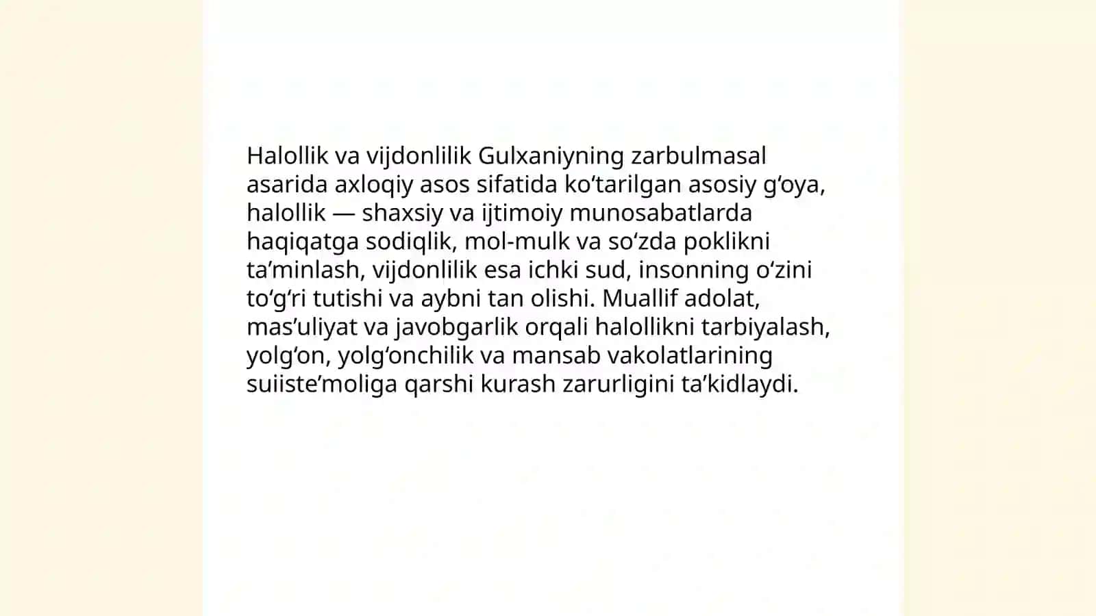 Gulxaniyning zarbulmasal asarlarida adolat va haqiqat g‘oyasi 4
