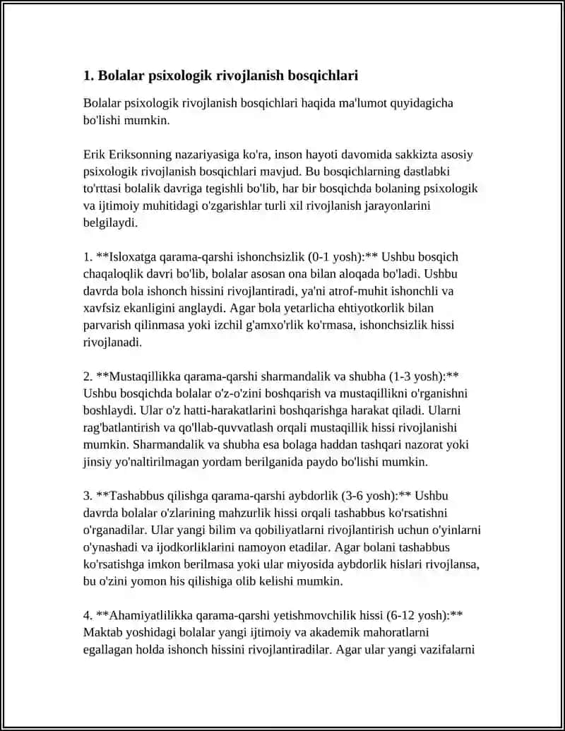 PSIXOLOG ISHINING BOLALAR MUASSASALARIGA KOʻRA HUSUSIYATLARI 4