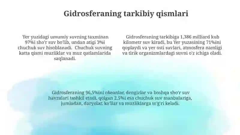 Gidrosfera va uning tarkibi 4