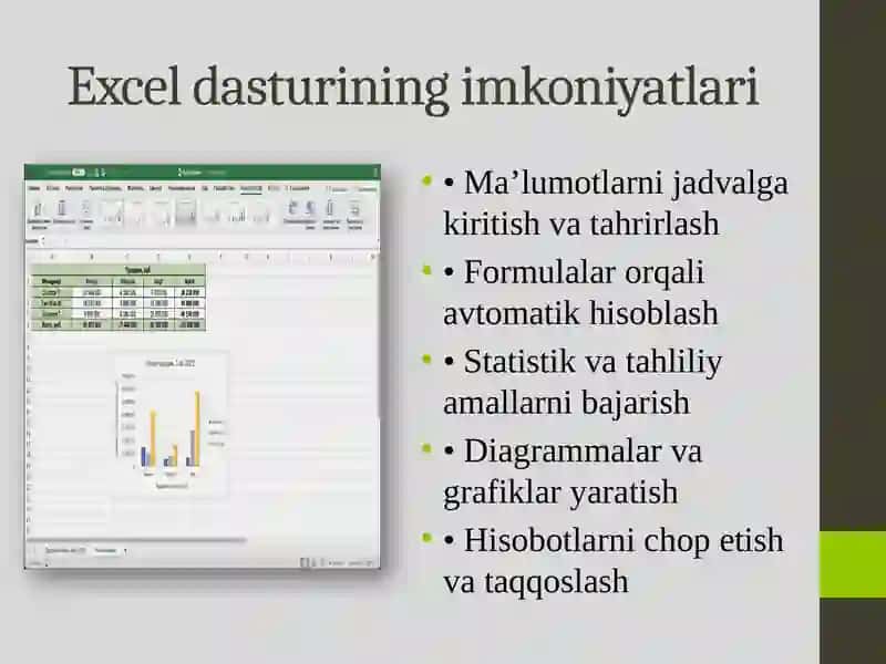Excel dasturida turli hisobotlar tayyorlash. Excel dasturida guruh talabalarining fanlari bo’yicha o’zlashtirish ko’rsatkichi, sifat ko’rsatgichlarini hisoblash va jadval tuzish, natijalar asosida diagrammalar yaratish. 4
